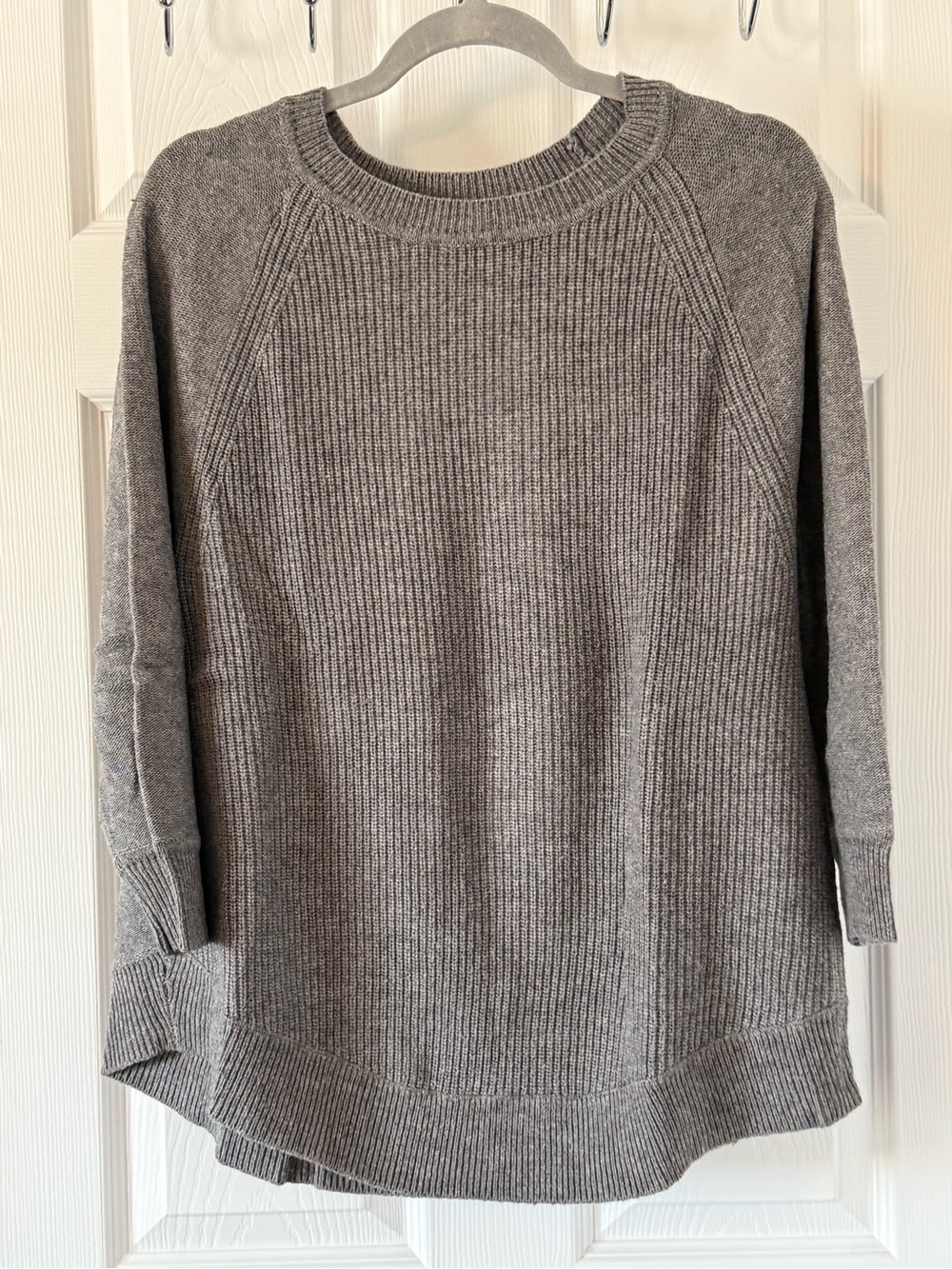 Gray Ribbed Crewneck Women’s Sweater